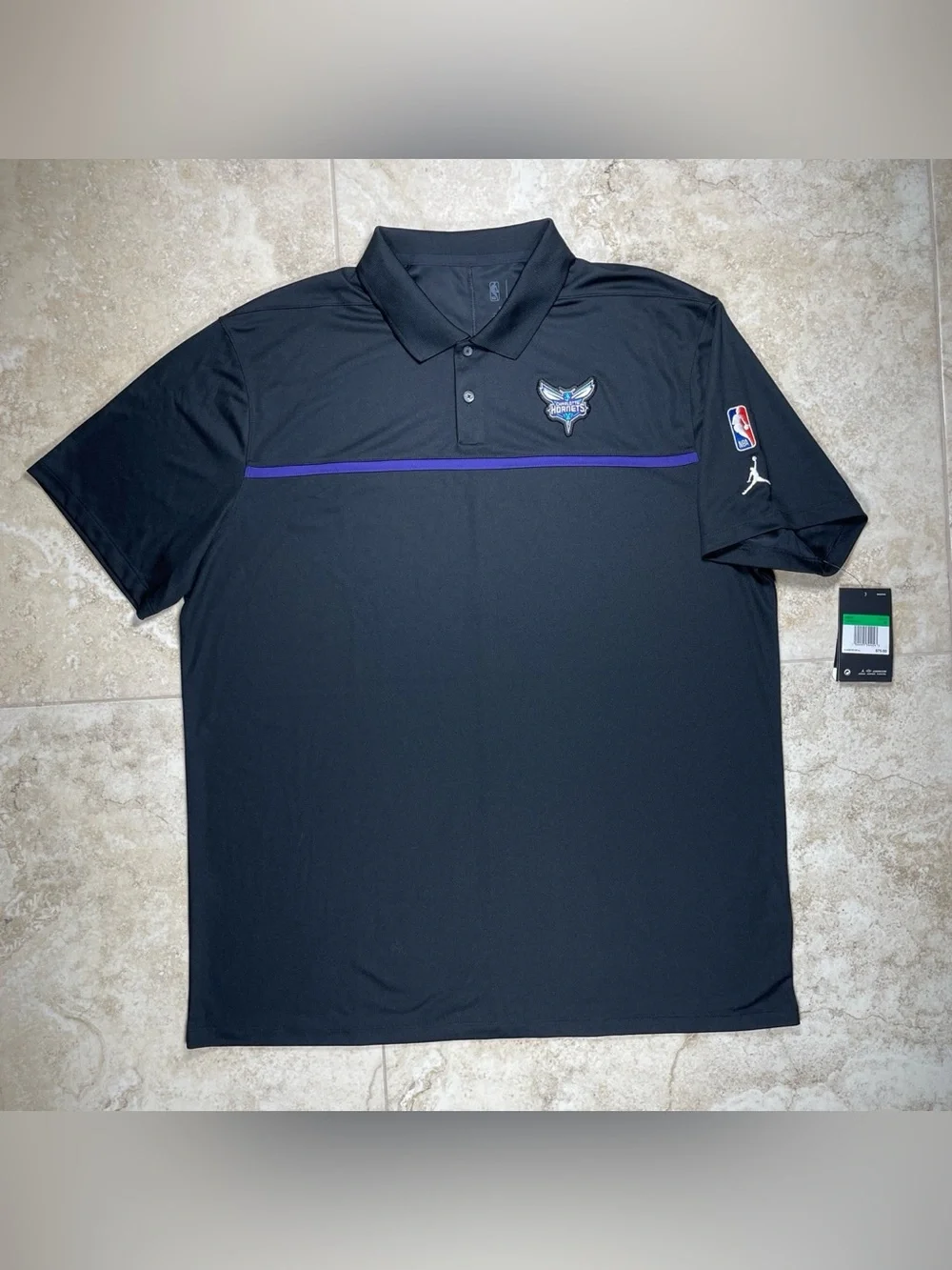 Jordan Charlotte Hornets NBA Dri-FIT Black Polo Shirt CN5893-011 Men's XL NWT